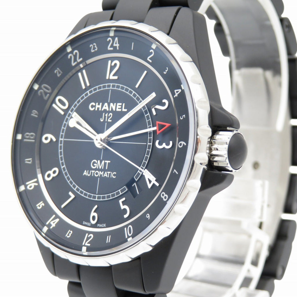 美品 シャネル J12 GMT セラミック マットブラック H3101 自動巻き 腕時計  ブラック 黒 1593【中古】CHANEL メンズ