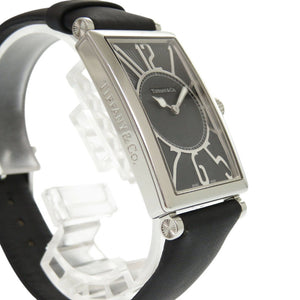 美品 ティファニー ギャラリー Z3002.10.10A10A68A SS レザー ブラック クオーツ 腕時計 黒文字盤 1597【中古】TIFFANY&Co.