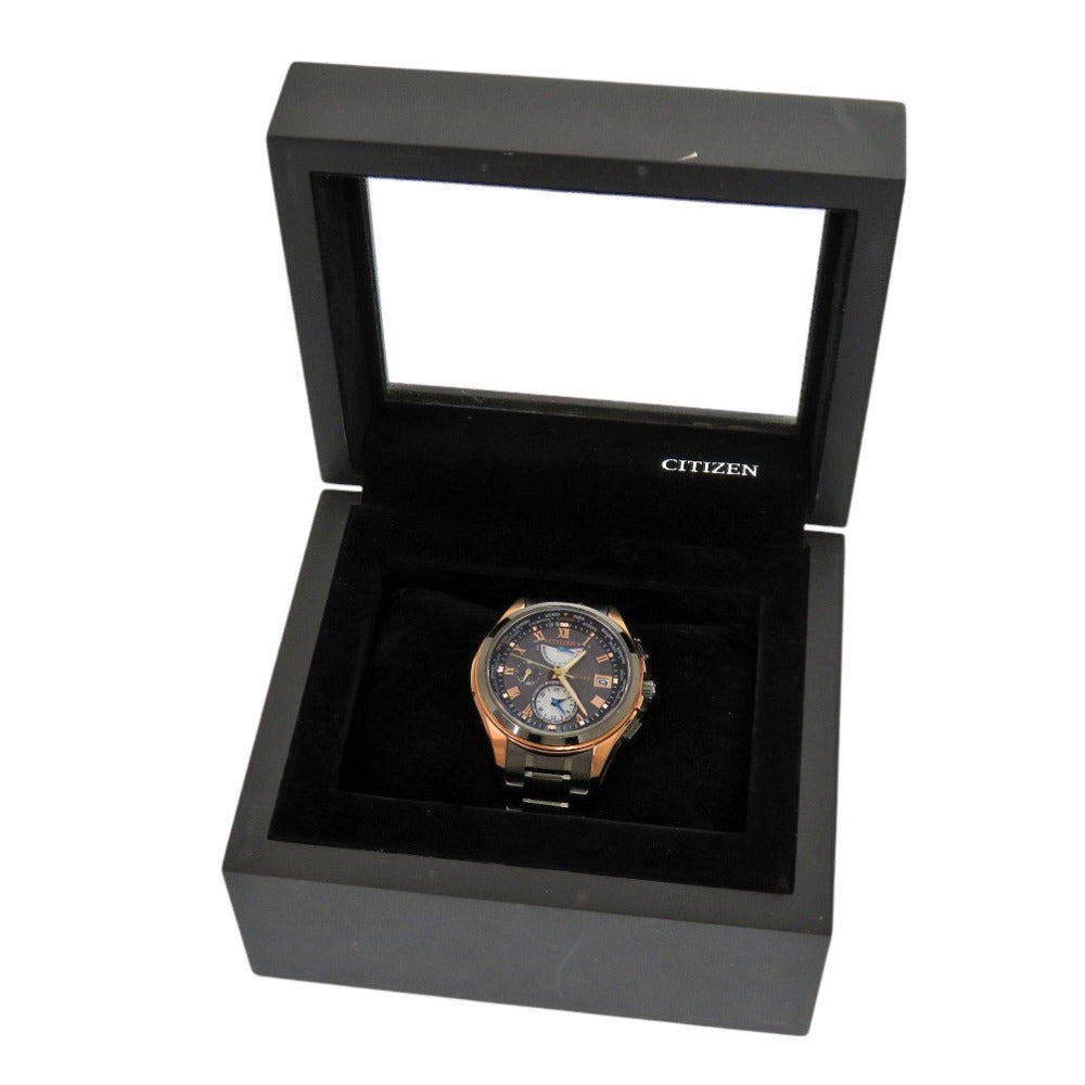 美品 シチズン エクシード H820-T021387 チタン グレー 電波ソーラー 腕時計 1600【中古】CITIZEN