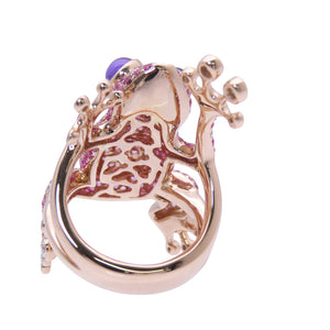 新品同様 ノーブランド
 カエル モチーフ リング・指輪
 K18ピンクゴールド/サファイア/アメジスト / ダイヤ 12号 パープル 1603
【中古】no brand レディース