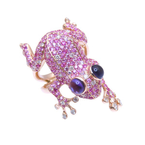 新品同様 ノーブランド
 カエル モチーフ リング・指輪
 K18ピンクゴールド/サファイア/アメジスト / ダイヤ 12号 パープル 1603
【中古】no brand レディース