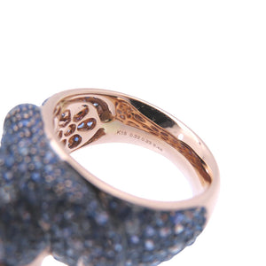 新品同様 ノーブランド サルモチーフ リング・指輪 K18ピンクゴールド/ダイヤモンド/サファイア 12号 ピンクゴールド 1608【中古】no brand レディース