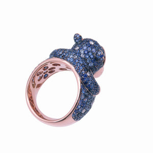 新品同様 ノーブランド サルモチーフ リング・指輪 K18ピンクゴールド/ダイヤモンド/サファイア 12号 ピンクゴールド 1608【中古】no brand レディース