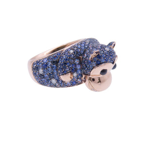 新品同様 ノーブランド サルモチーフ リング・指輪 K18ピンクゴールド/ダイヤモンド/サファイア 12号 ピンクゴールド 1608【中古】no brand レディース