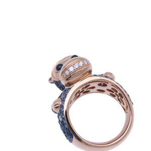 新品同様 ノーブランド サルモチーフ リング・指輪 K18ピンクゴールド/ダイヤモンド/サファイア 12号 ピンクゴールド 1608【中古】no brand レディース