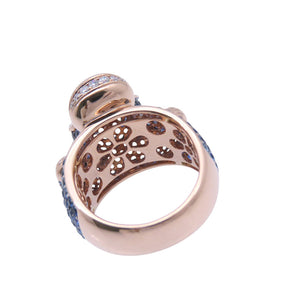 新品同様 ノーブランド サルモチーフ リング・指輪 K18ピンクゴールド/ダイヤモンド/サファイア 12号 ピンクゴールド 1608【中古】no brand レディース