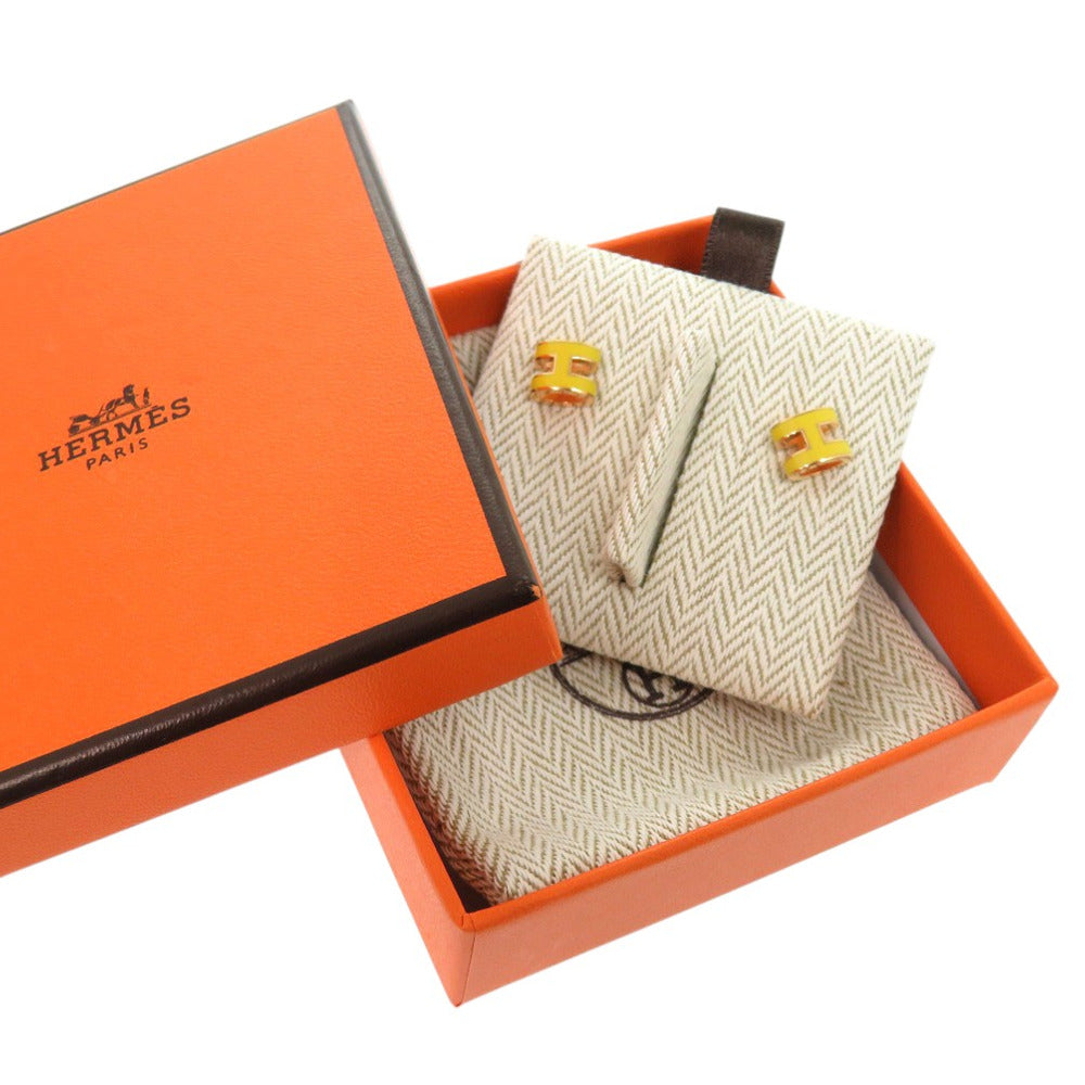 新品同様 エルメス ポップアッシュ ピアス ミニポップH メタル JAUNE DE NAPLES 1632【中古】HERMES