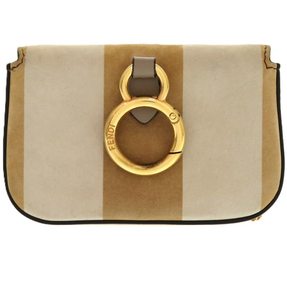 美品 フェンディ ミニ チェーン ナノバケット 7AR844 スエード ベージュ 1678 ショルダーバッグ【中古】FENDI