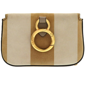 美品 フェンディ ミニ チェーン ナノバケット 7AR844 スエード ベージュ 1678 ショルダーバッグ【中古】FENDI