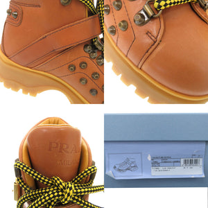 未使用 プラダ スタッズ サイズ37 レザー ブラウン ショートブーツ ブーツ 1681【中古】PRADA