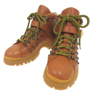 未使用 プラダ スタッズ サイズ37 レザー ブラウン ショートブーツ ブーツ 1681【中古】PRADA