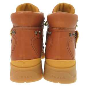 未使用 プラダ スタッズ サイズ37 レザー ブラウン ショートブーツ ブーツ 1681【中古】PRADA