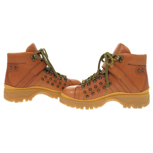 未使用 プラダ スタッズ サイズ37 レザー ブラウン ショートブーツ ブーツ 1681【中古】PRADA