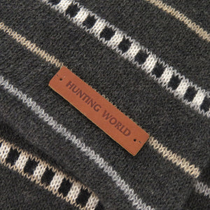 未使用品 ハンティングワールド マルチボーダー コットン カシミヤ グレー マフラー 1693【中古】HUNTING WORLD
