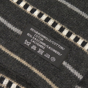 未使用品 ハンティングワールド マルチボーダー コットン カシミヤ グレー マフラー 1693【中古】HUNTING WORLD