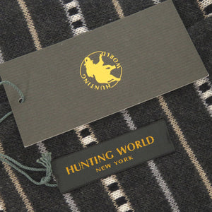 未使用品 ハンティングワールド マルチボーダー コットン カシミヤ グレー マフラー 1693【中古】HUNTING WORLD
