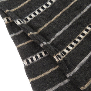 未使用品 ハンティングワールド マルチボーダー コットン カシミヤ グレー マフラー 1693【中古】HUNTING WORLD