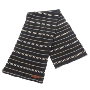 未使用品 ハンティングワールド マルチボーダー コットン カシミヤ グレー マフラー 1693【中古】HUNTING WORLD