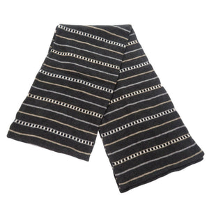 未使用品 ハンティングワールド マルチボーダー コットン カシミヤ グレー マフラー 1693【中古】HUNTING WORLD