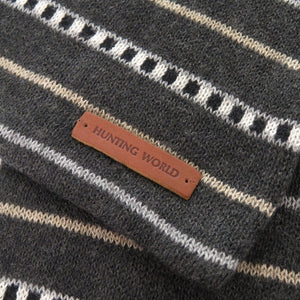 未使用品 ハンティングワールド マルチボーダー コットン カシミヤ グレー マフラー 1693【中古】HUNTING WORLD