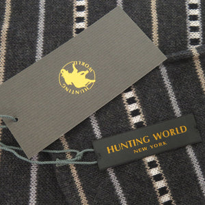 未使用品 ハンティングワールド マルチボーダー コットン カシミヤ グレー マフラー 1693【中古】HUNTING WORLD