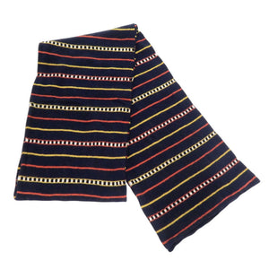 未使用品 ハンティングワールド マルチボーダー コットン カシミヤ ネイビー マフラー 1693【中古】HUNTING WORLD