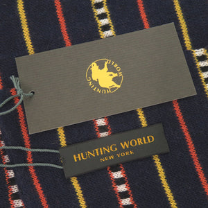 未使用品 ハンティングワールド マルチボーダー コットン カシミヤ ネイビー マフラー 1693【中古】HUNTING WORLD