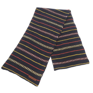 未使用品 ハンティングワールド マルチボーダー コットン カシミヤ ネイビー マフラー 1693【中古】HUNTING WORLD