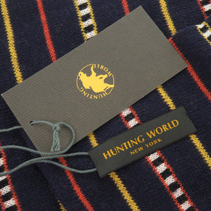 未使用品 ハンティングワールド マルチボーダー コットン カシミヤ ネイビー マフラー 1693【中古】HUNTING WORLD