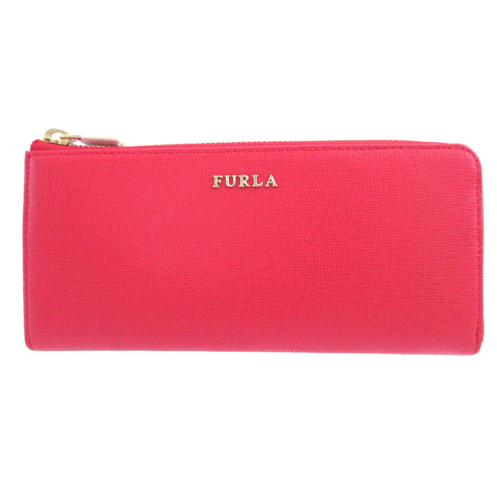 未使用 フルラ レザー レッド 赤 L字ファスナー 長財布 財布 1703【中古】FURLA