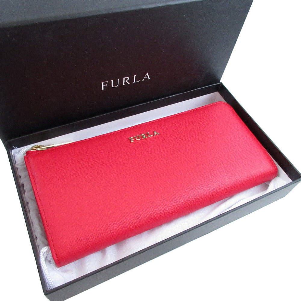 未使用 フルラ レザー レッド 赤 L字ファスナー 長財布 財布 1703【中古】FURLA