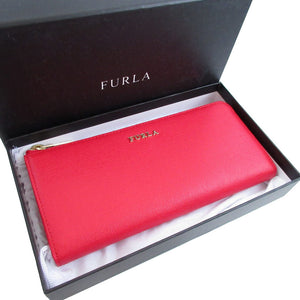 未使用 フルラ レザー レッド 赤 L字ファスナー 長財布 財布 1703【中古】FURLA