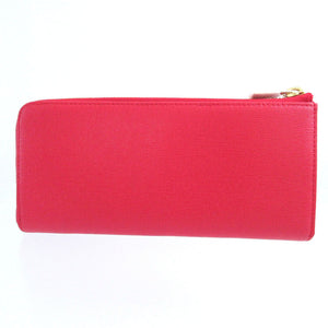 未使用 フルラ レザー レッド 赤 L字ファスナー 長財布 財布 1703【中古】FURLA