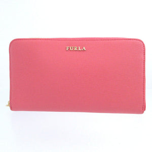 未使用 フルラ レザー ピンク ラウンドファスナー長財布 財布 1704【中古】FURLA