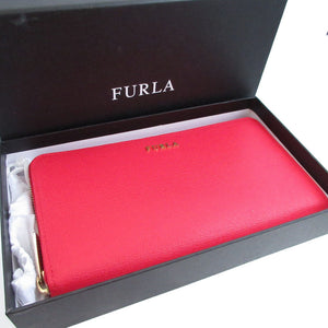未使用 フルラ レザー レッド 赤 ラウンドファスナー長財布 財布 1705【中古】FURLA