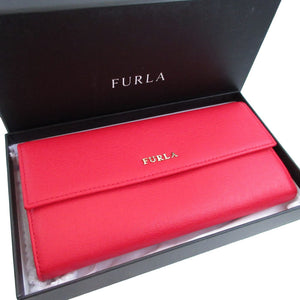 未使用 フルラ レザー レッド 赤 2つ折り長財布 財布 1707【中古】FURLA