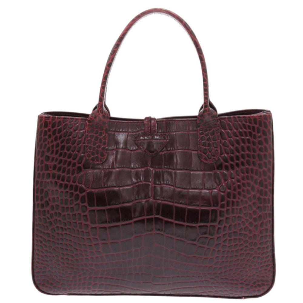 美品 ロンシャン ロゾ 1998 158HT 型押しレザー ボルドー ハンドバッグ 1728【中古】Longchamp