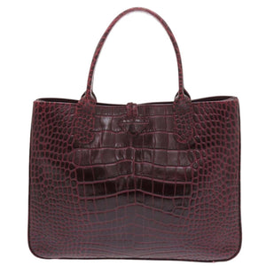 美品 ロンシャン ロゾ 1998 158HT 型押しレザー ボルドー ハンドバッグ 1728【中古】Longchamp