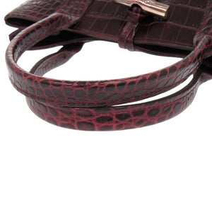 美品 ロンシャン ロゾ 1998 158HT 型押しレザー ボルドー ハンドバッグ 1728【中古】Longchamp