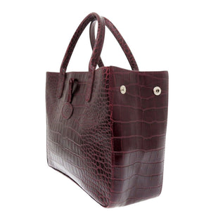 美品 ロンシャン ロゾ 1998 158HT 型押しレザー ボルドー ハンドバッグ 1728【中古】Longchamp