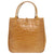 美品 ロンシャン ロゾ クロコ型押しレザー キャメル ハンドバッグ 1729【中古】Longchamp