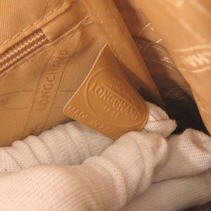 美品 ロンシャン ロゾ クロコ型押しレザー キャメル ハンドバッグ 1729【中古】Longchamp