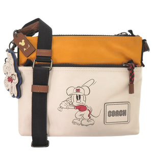 美品 コーチ ディズニー コラボ レザー アイボリー オレンジ ショルダーバッグ 1731【中古】COACH