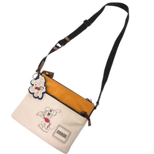 美品 コーチ ディズニー コラボ レザー アイボリー オレンジ ショルダーバッグ 1731【中古】COACH