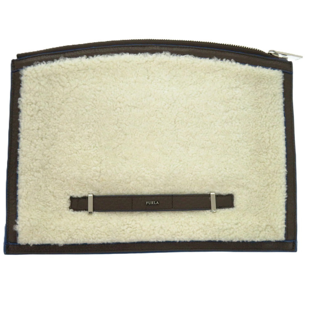 美品 フルラ レザー 本革 ホワイト  白 クラッチバッグ1742【中古】FURLA レディース
