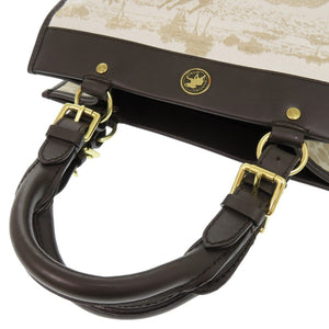 新品同様 ハンティングワールド キャンバス/レザー ベージュ ハンドバッグ 1743【中古】HUNTING WORLD