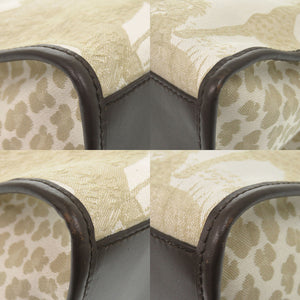 新品同様 ハンティングワールド キャンバス/レザー ベージュ ハンドバッグ 1743【中古】HUNTING WORLD