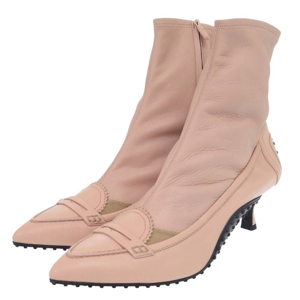 未使用 トッズ ショートブーツ ヒール サイズ40 1/2 レザー ピンク 1750【中古】BURBERRY