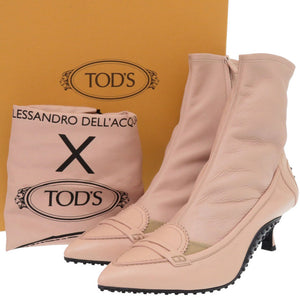 未使用 トッズ ショートブーツ ヒール サイズ40 1/2 レザー ピンク 1750【中古】BURBERRY