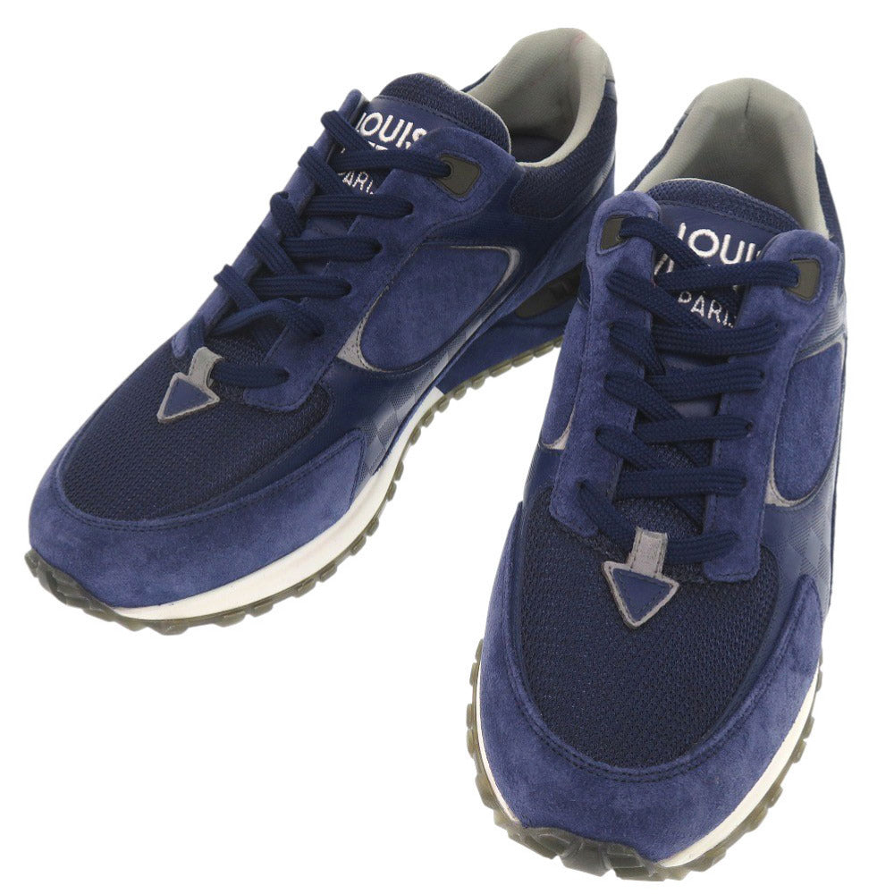 美品 ルイ ヴィトン ランアウェイ ライン ダミエアンフィニ スエード サイズ5 1/2 ブルー スニーカー LV 1752【中古】LOUIS VUITTON メンズ